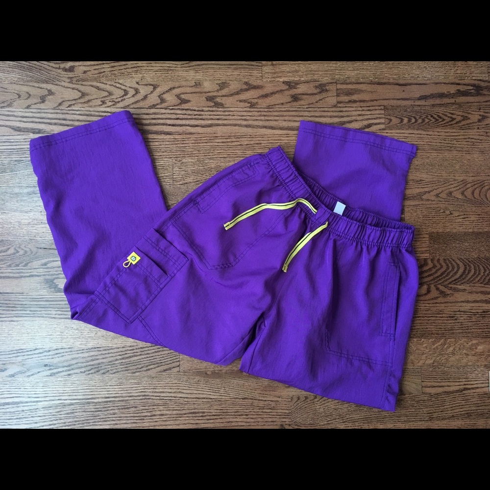 Cute Wonder Wink purple drawstring Scrub Bottoms